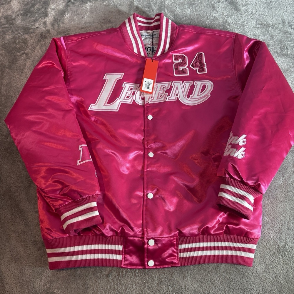 NWT Headgear Classics Mamba Think Pink Kobe Bryant Satin Varsity Jacket XL